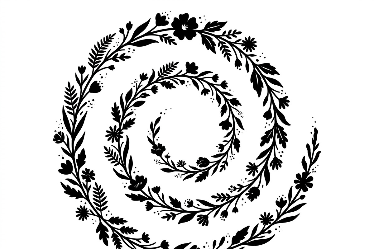 50 Elegant Floral Leaf Spiral Frame, a Decorative Illustration by Amazin_art (Photo 19 of 41)