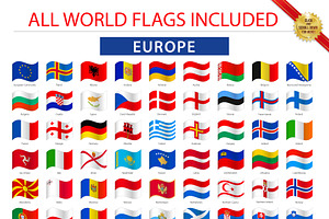 268 World Waving Flag Set WorldMap