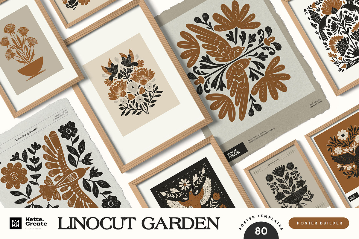 Linocut Garden | Poster Builder, an Object Graphic by KetteCreate (Photo 1 of 20)