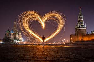 Night in Moscow Heart of Firelight R, a Photo by Pixeness Studio