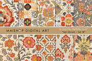 Bohemian Floral Scrapbooking Papers, a Pattern Graphic by Maishop (Thumbnail 1 of 4)