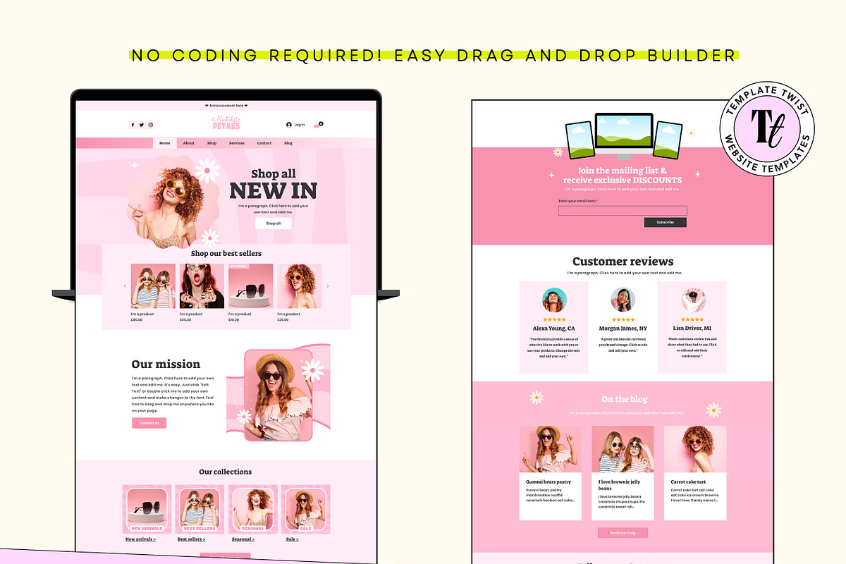 Pink Retro Wix Store Template, a Wix Template by Template Twist Shop (Photo 8 of 10)