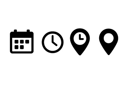Calendar, clock, and location icons, a Technology Illustration by ZinetroN