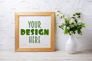 Square frame mockup with viburnum