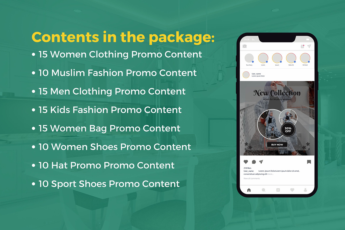Fashion Sale Content Instagram Posts, a Social Media Template by emcrea (Photo 3 of 9)