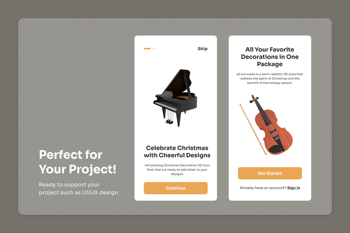 Music Instrumental 3D Icon Pack, a Food Illustration by twinstd (Photo 4 of 7)