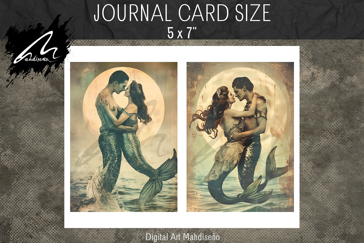 Vintage Mermaid Couple, Paper Print, a Person Illustration by Digital Art Mahdiseño (Photo 5 of 9)