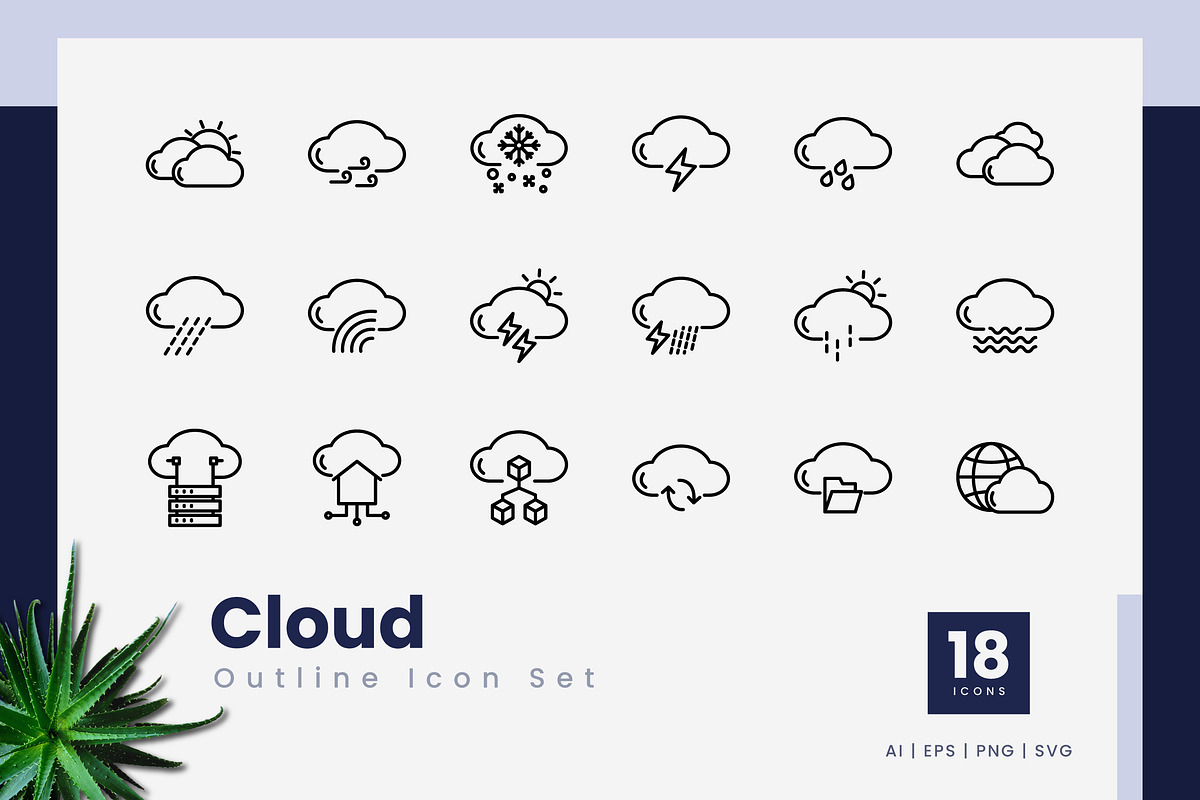 Cloud Outline Icons, an Outline Icon by Zeer Graphic (Photo 1 of 2)