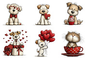 Quirky valentines dogs clipart, an Illustration by CreationArt (Thumbnail 3 of 6)