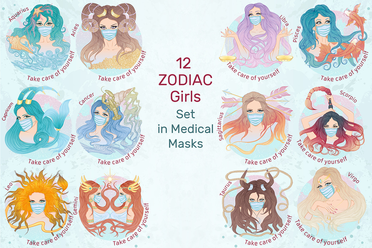 12 Zodiac Girl Hand Drawn Collection, a Healthcare Illustration by ennona_art (Photo 4 of 13)