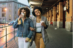 Afro Girl and Friend in Street