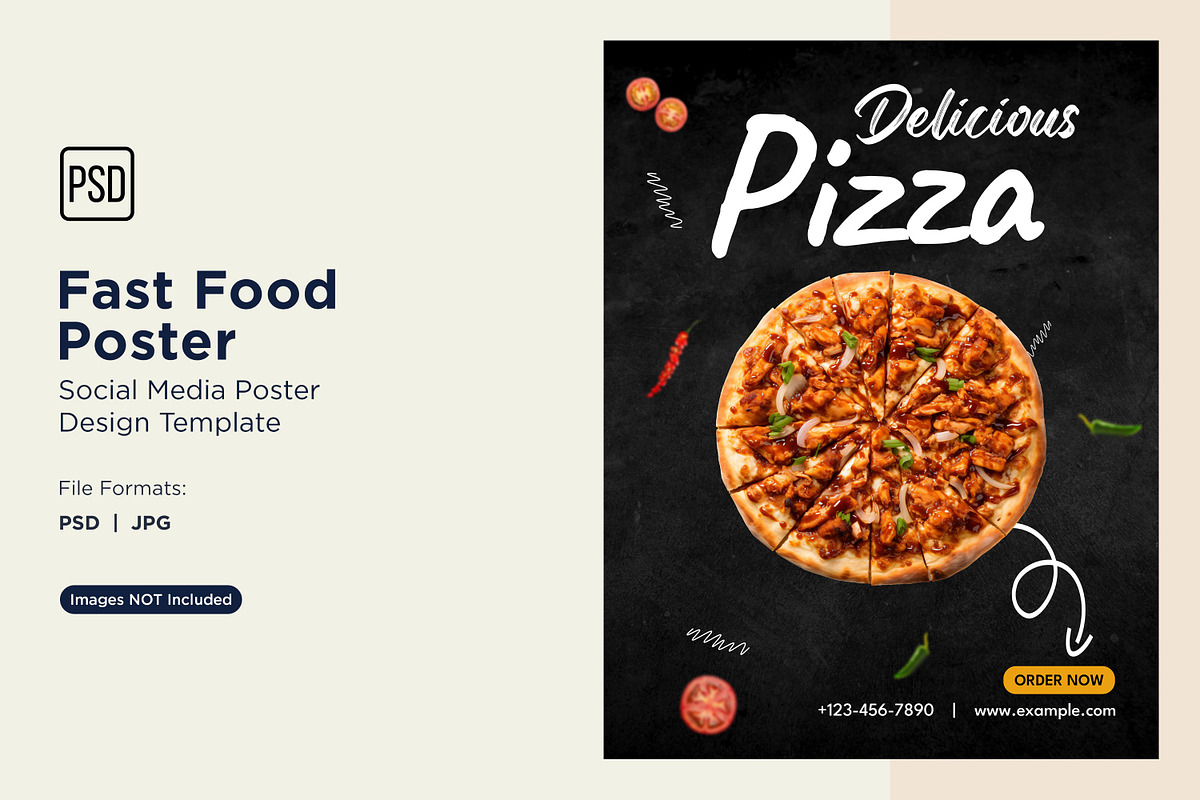Fast Food Poster Design Template 19, a Social Media Template by shahsoft (Photo 1 of 2)