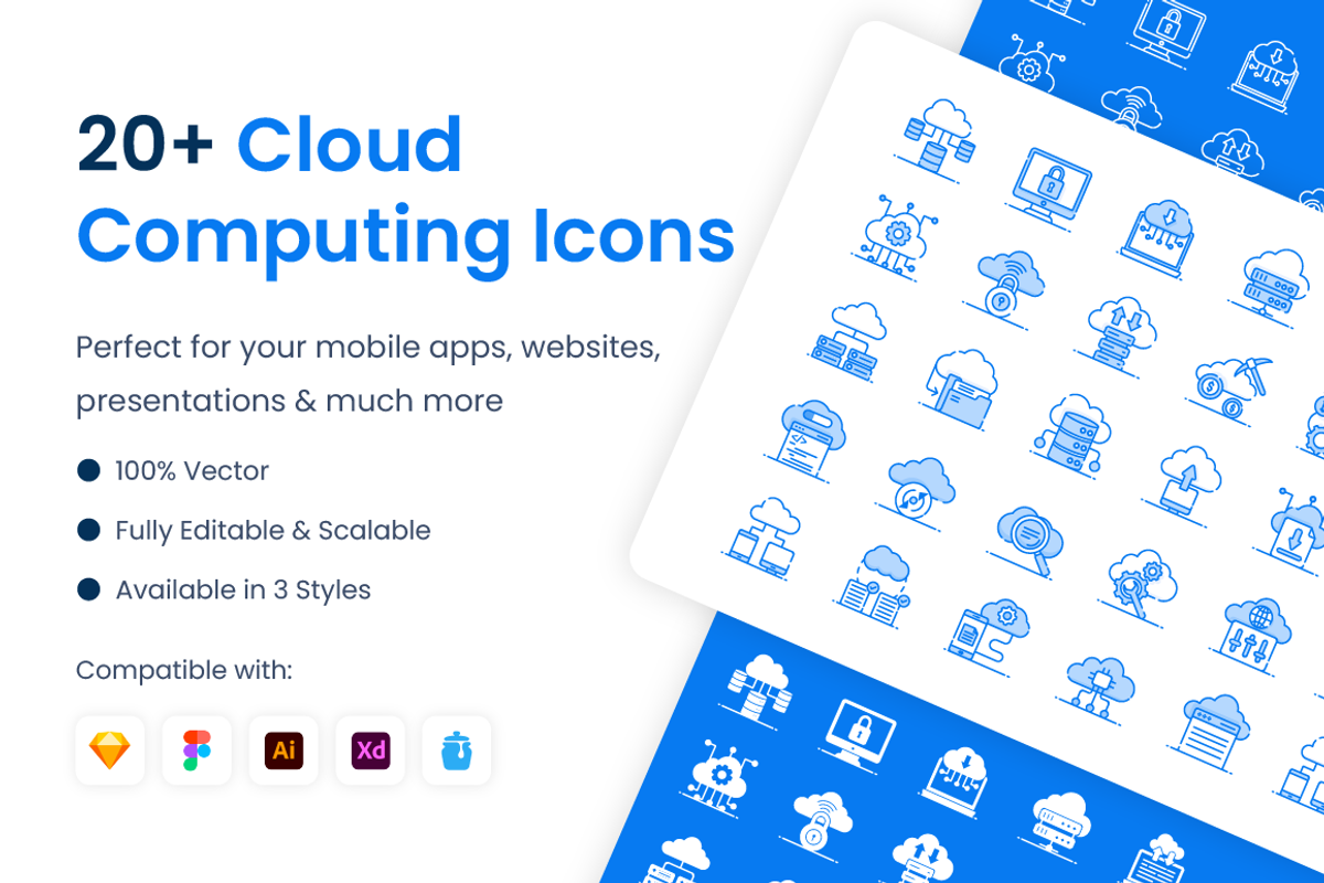Cloud Computing Icons, an Outline Icon by Brickclay (Photo 1 of 7)
