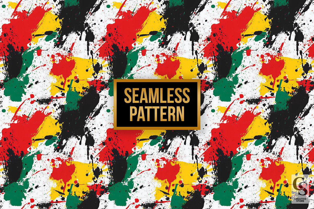 Juneteenth Paint Splatter Pattern, a Pattern Graphic by Creative Store (Photo 4 of 5)