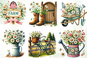 Spring Daisy Farm Clipart, an Illustration by CreationArt (Thumbnail 4 of 5)