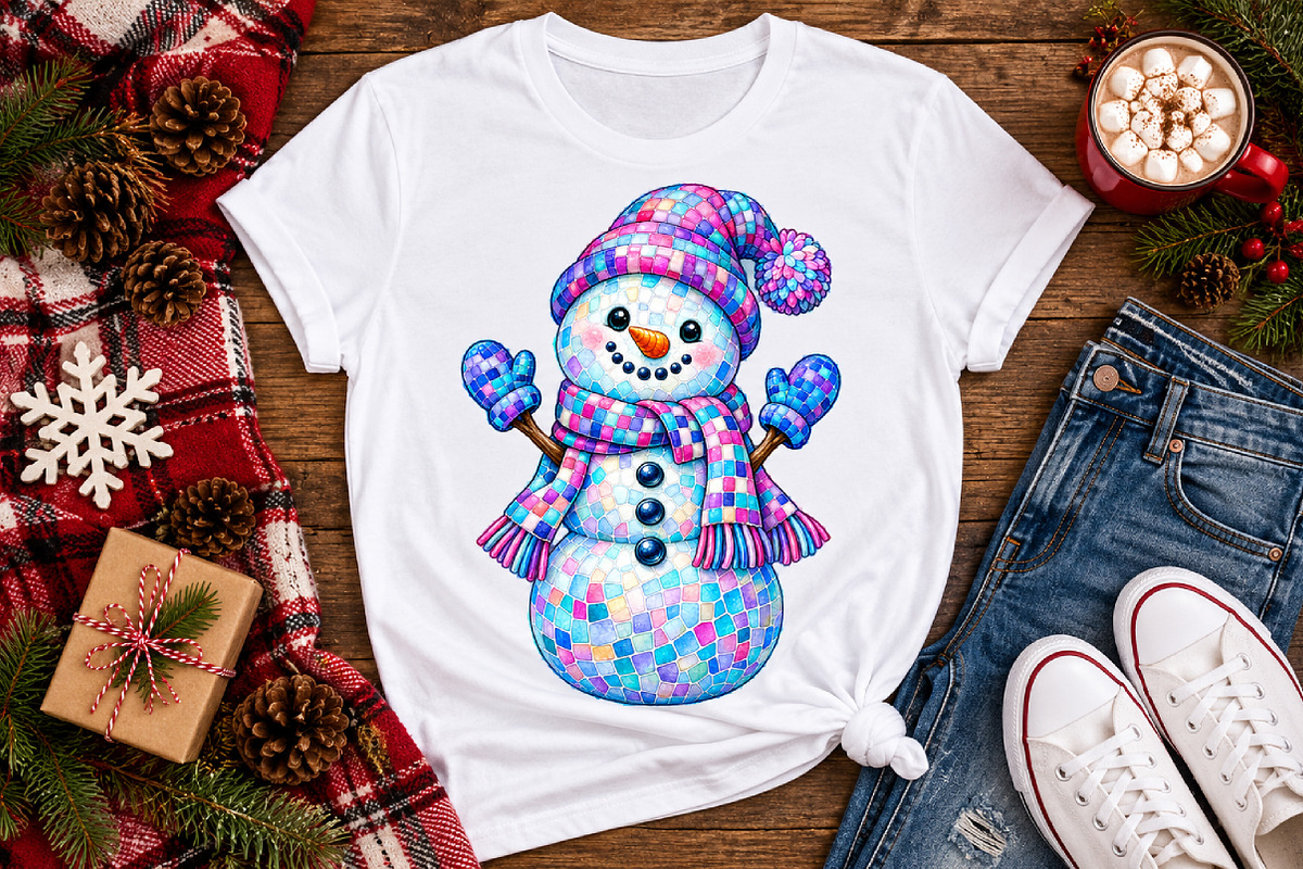 Christmas Disco Snowman Png, a Seasonal Illustration by Watercolor design (Photo 2 of 3)