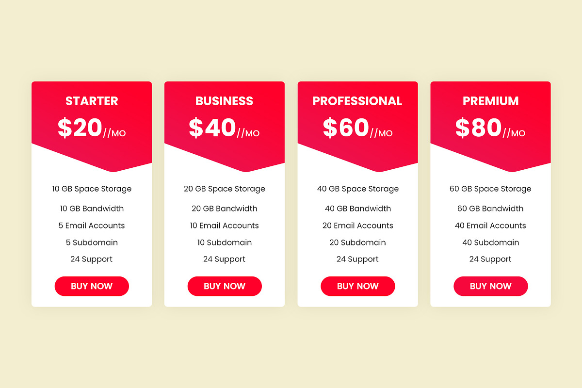 Clean Pricing Tables, a Templates & Theme by Youme Techworld (Photo 3 of 3)