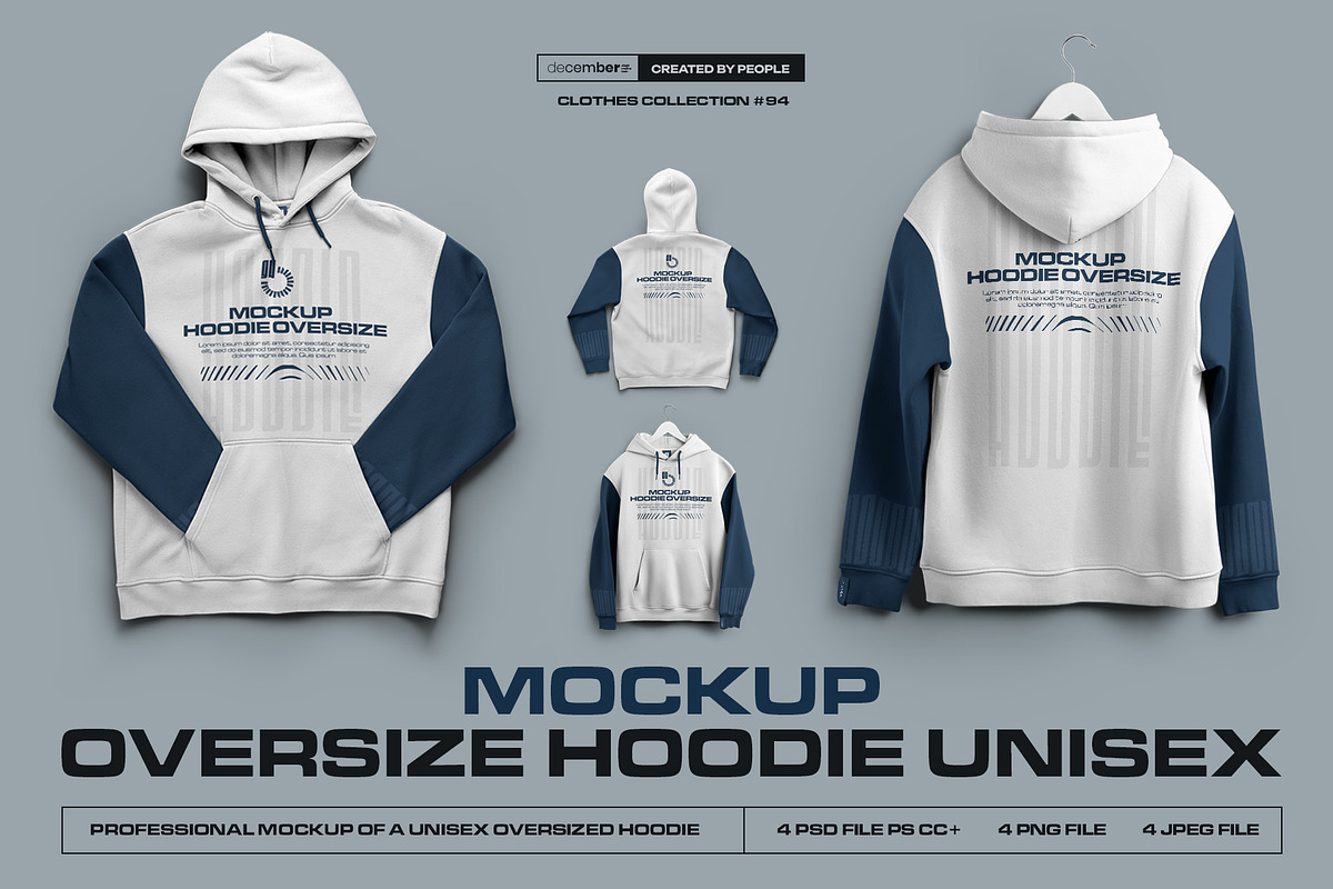 4 Mockups Unisex Oversize Hoodie, a Hoody Mockup by Grow Design Craft Studio (Photo 1 of 7)