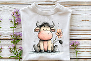 Watercolor Spring cow Illustrations, an Illustration by Sublimation Artist (Thumbnail 6 of 6)
