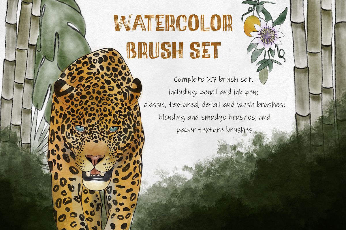 Watercolor 27 Procreate brush pack, a Brush Add-On by Ink by Stefi (Photo 1 of 5)