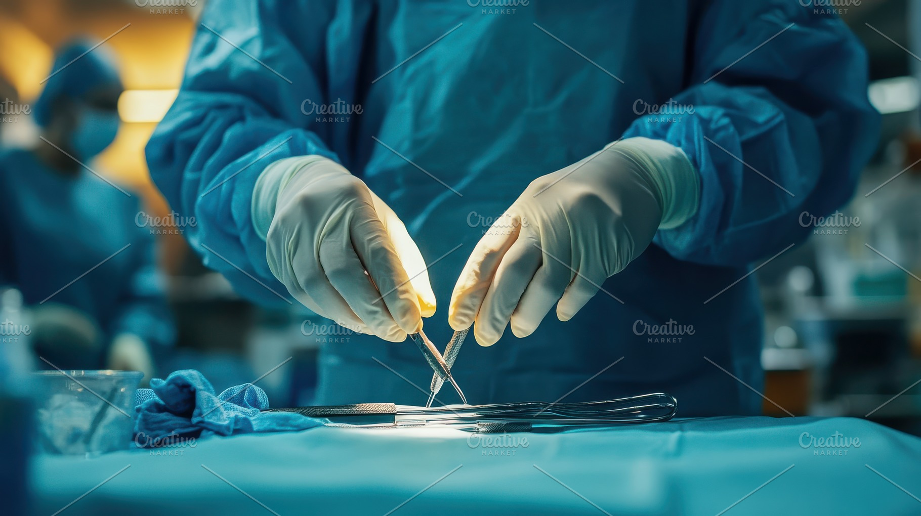 Surgical procedure with gloved hands, a Background Photo by Pixeness