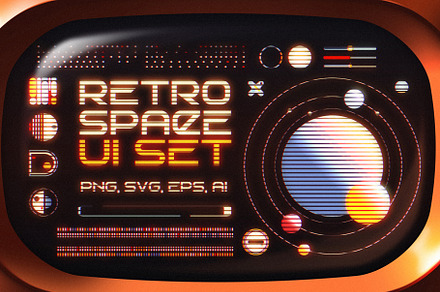 Retro Space UI. Set of 100 elements