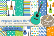 Guitar Boy Digital Paper & Clipart, a Pattern Graphic by JennyL Designs (Thumbnail 1 of 5)