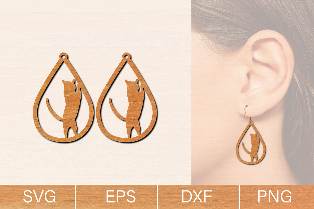 Cat Earrings Laser Cut SVG Bundle, an Object Graphic by jannatulpakhi (Photo 11 of 13)
