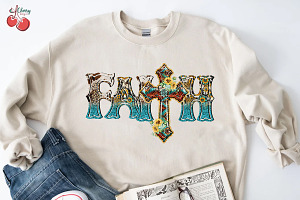 Faith Cross Western Sublimation PNG