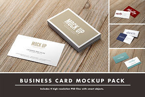 Business Card Mockup Pack on Wood