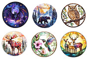 Round Stained Glass Forest Animals, an Illustration by CreationArt (Thumbnail 4 of 5)