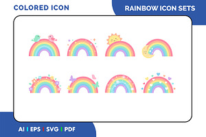 Flat Color Vector Rainbow Icons, a Duotone Icon by Fontmine Studio