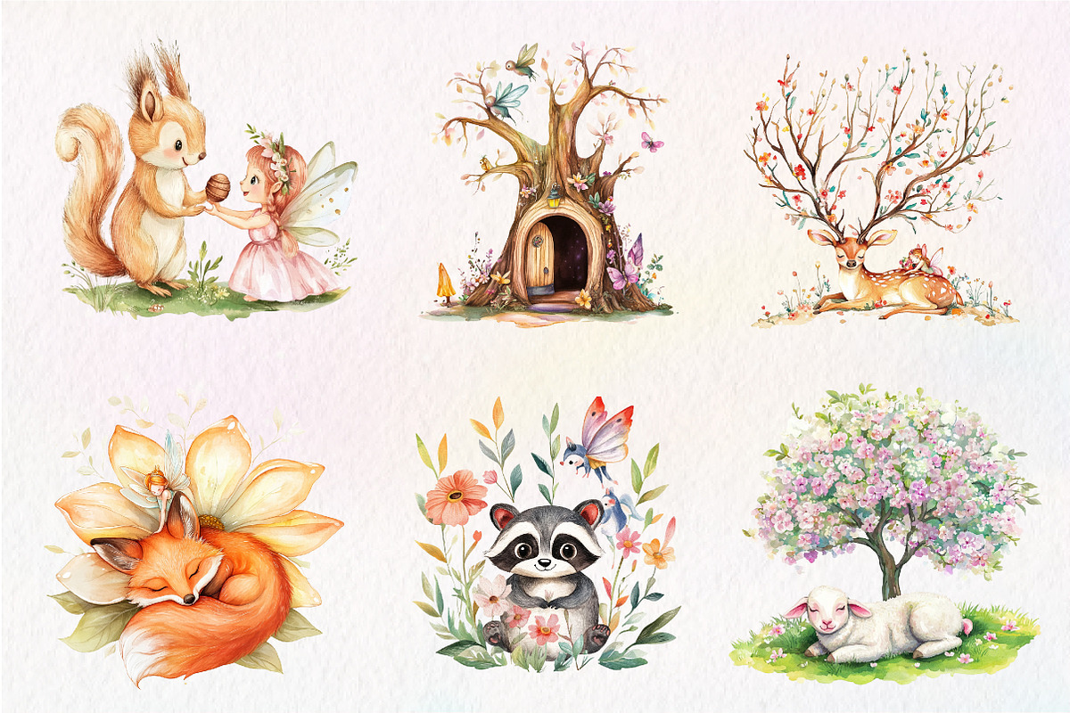 Watercolor Garden Fairies Floral, an Illustration by CreationArt (Photo 8 of 9)