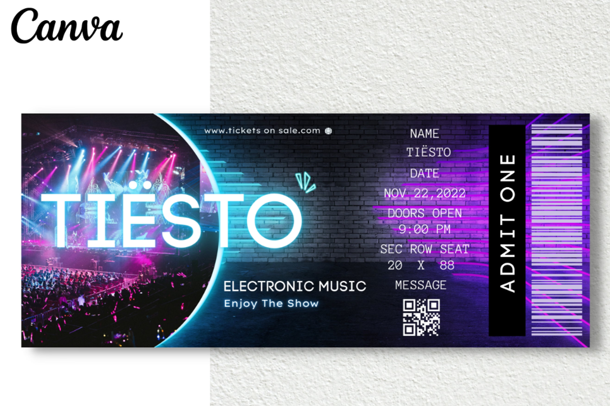 Editable Concert Ticket Template, an Invitation Template by YasdeyDesigns (Photo 1 of 9)