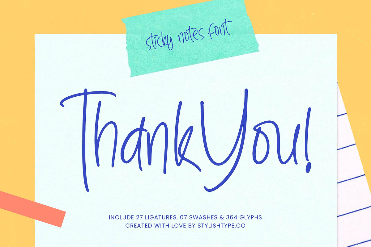Sanknotes - Sticky Notes Font, a Script Font by stylishtype.co (Photo 20 of 20)