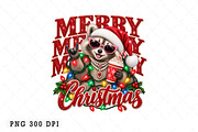 Merry Christmas Raccoon PNG, a Seasonal Illustration by Watercolor design (Thumbnail 1 of 3)