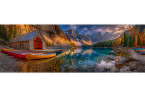 A boathouse situated at Maligne Lake, an Architecture Photo by ZinetroN