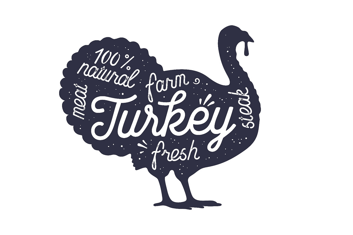 Turkey, poultry, lettering, an Object Illustration by Foxys Graphic (Photo 1 of 3)