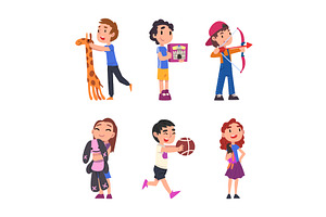 Little Boy and Girl Holding, a Person Illustration by TopVectors