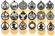 18 Christmas Ornaments Laser Cut SVG, an Object Graphic by DreamCafeArt (Thumbnail 3 of 8)