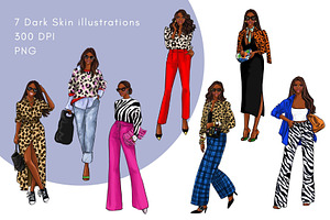 Girls In Animal Print 4 Clipart