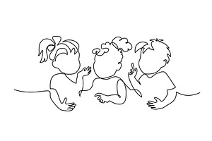 Three kids talking and discussing, a Person Illustration by Valenty