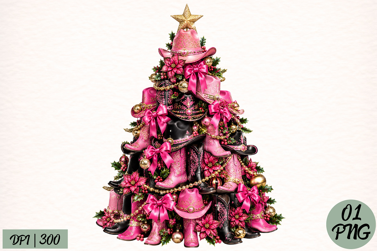 Coquette Cowgirl Christmas Tree PNG, a Transportation Illustration by Digital Artistic99 (Photo 1 of 9)