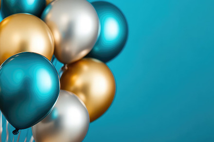 Blue, Gold, and Silver Balloons, a Background Photo by Virgo Studio
