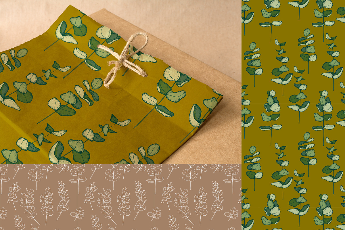 Eucalyptus Digital Paper Pack, a Pattern Graphic by Hand drawn Boutique (Photo 4 of 9)