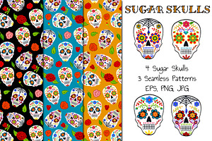 Sugar Skulls (cliparts+pattern)