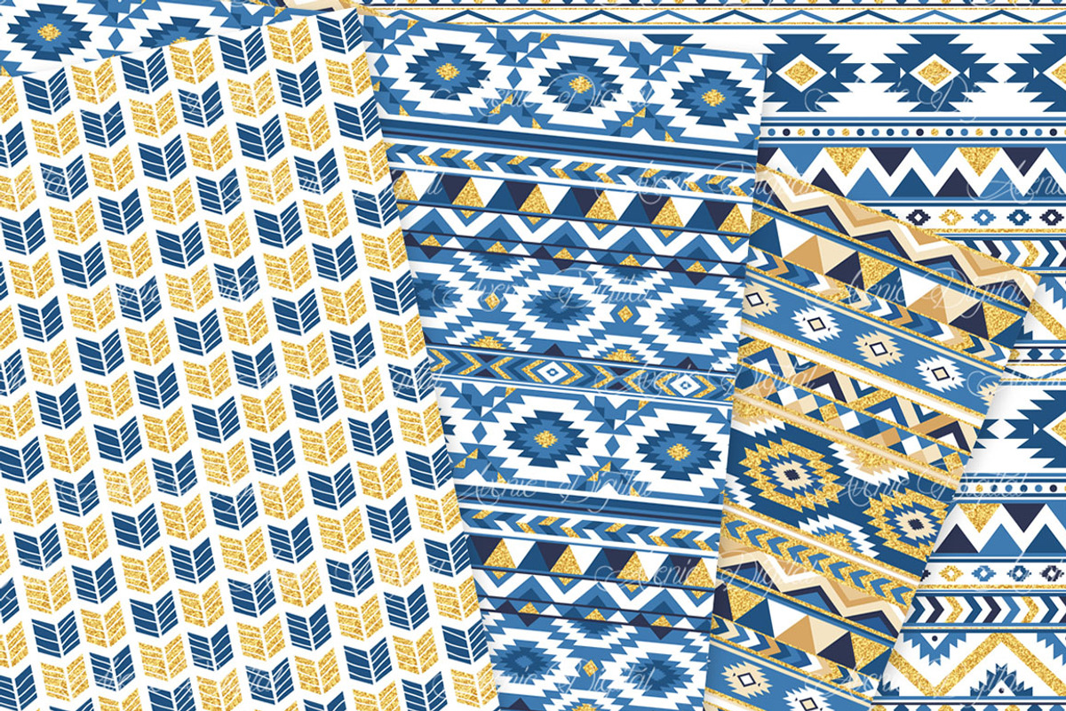 Navy & Gold Boho Seamless Patterns, a Pattern Graphic by Avenie Digital (Photo 2 of 4)