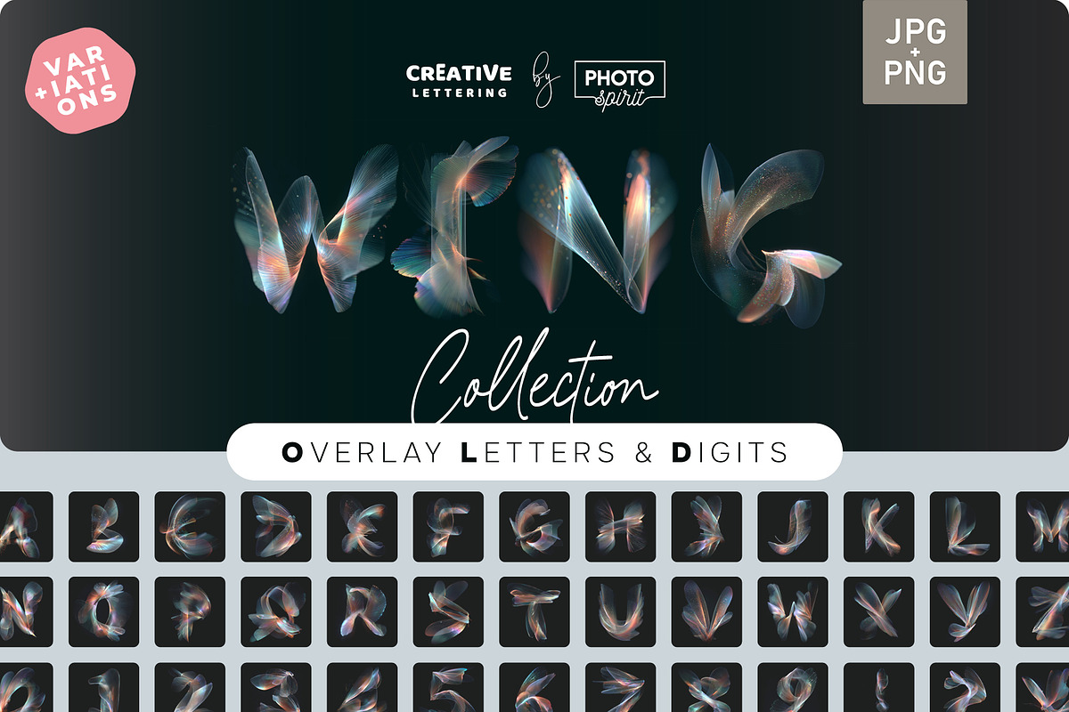 Membrane Wing Letters Overlays, a Symbol Font by PhotoSpirit