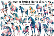 Watercolor Spring Horse clipart, an Illustration by Designworld (Thumbnail 1 of 6)