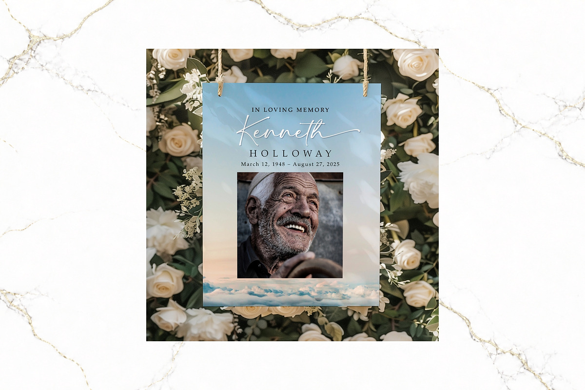 Funeral Welcome Sign Canva FR011, a Poster Template by TyphoonStudio (Photo 5 of 8)